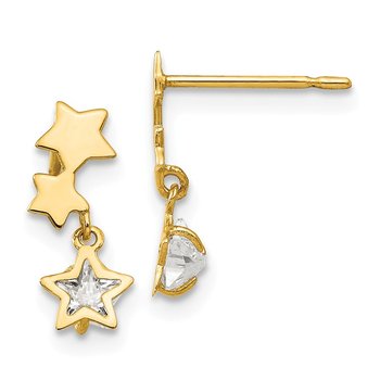 14k Madi K CZ Children's Star Dangle Post Earrings