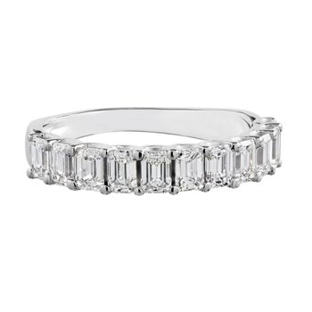 14K White Gold Prong Set Emerald Cuts Diamond Ring 1.00 Ctw