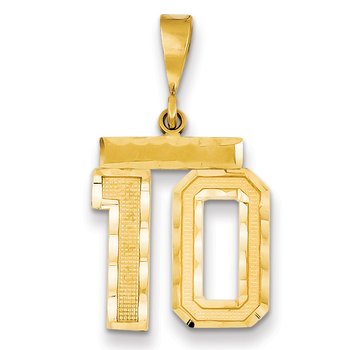 14k Medium Diamond-cut Number 10 Charm
