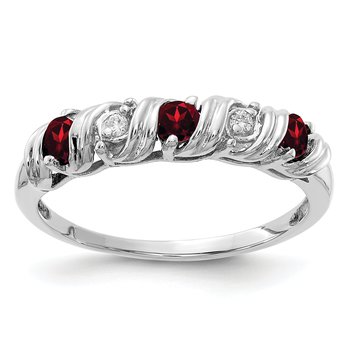 14k White Gold 2.75mm Garnet AA Diamond ring