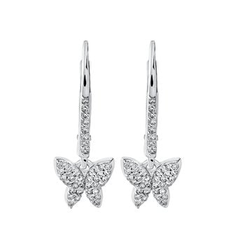 Eternal Fire™ 14k White Gold Pave Set Butterfly Leverbacks Diamond 1.00 Ctw