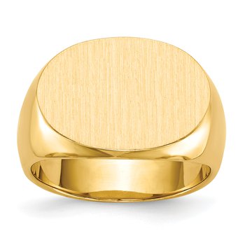 14k 19.0x13.0mm Closed Back Mens Signet Ring