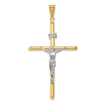 14k Two-Tone Polished Jesus Crucifix Pendant