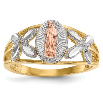 14k Two-tone w/White Rhodium Polished Our Lady of Guadalupe Ring