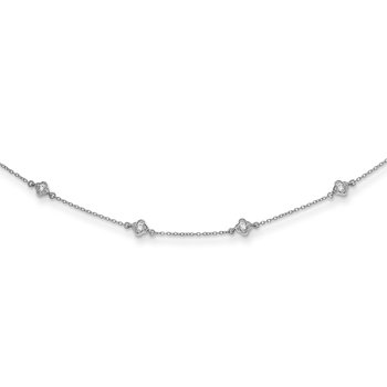 14k White Gold Complete 1/2 carat Diamond Quatrefoil Design 9-Station 18 inch Necklace