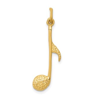 14k Satin Musical Note Charm