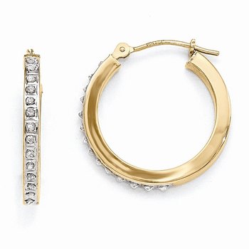 14k Diamond Fascination Round Hinged Hoop Earrings