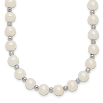14k White Gold 6-7mm White Near-Round Freshwater Cultured Pearl Beaded 18 inch Necklace