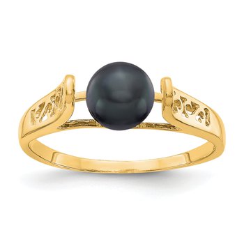 14k 6mm Black FW Cultured Pearl ring