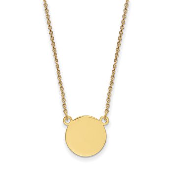 14k Plain .027 Gauge Circular Engravable Disc 18in Necklace