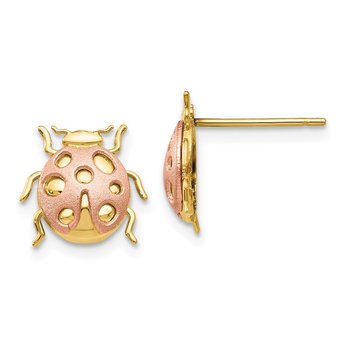 14k Two-Tone Ladybug Post Earrings