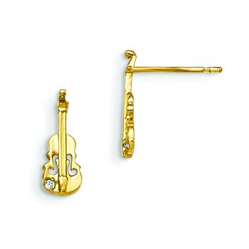 14k Madi K CZ Children's Violin Post Earrings