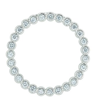 14K White Gold Pendant Circle Bezel Set with Milgrain Edge Diamond 0.25 Ctw