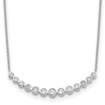 14k White Gold 1/4 carat Diamond Bezel-set Curved Bar 18 inch Necklace