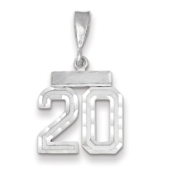 14kw Small Brushed Diamond-cut Number 20 Charm