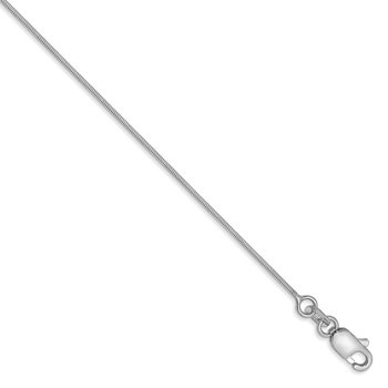 14K White Gold 10 inch .6mm Octagonal Snake with Lobster Clasp Anklet