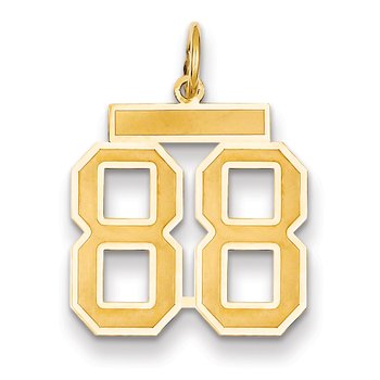 14k Medium Satin Number 88 Charm