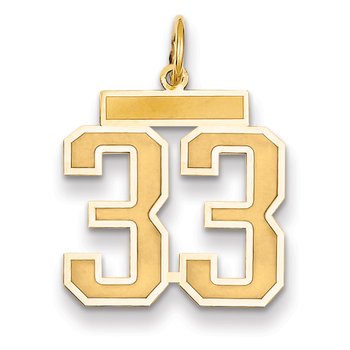 14k Medium Satin Number 33 Charm