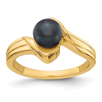 14k 6mm Black FW Cultured Pearl ring