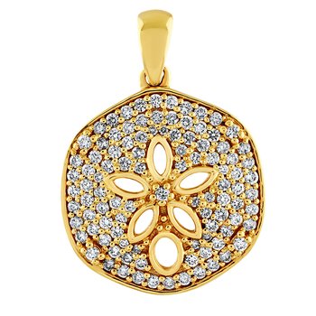 Oceanity™ 14K Yellow Gold Pendant Pave Set Sand Dollar Diamond 0.69 Ctw
