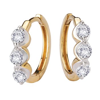 Two-Toned Lab Grown Diamond Huggie Earrings