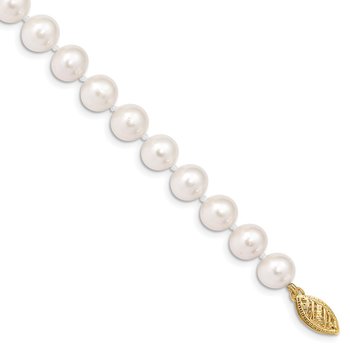 14k 7-8mm White Near-Round Freshwater Cultured Pearl 16 inch Necklace