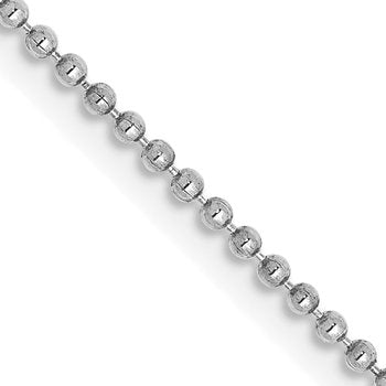 14K White Gold 10 inch 1.2mm Diamond-cut Beaded with Lobter Clasp Anklet