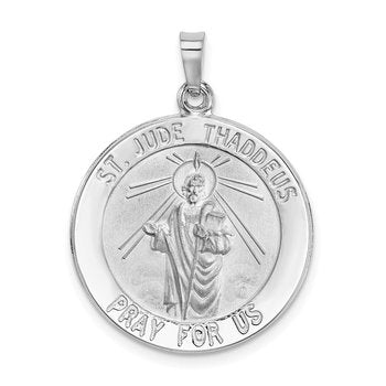 14k White Gold Saint Jude Medal Pendant