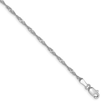 14K White Gold 10 inch 1.7mm Singapore with Lobster Clasp Anklet