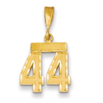 14k Small Brushed Diamond-cut Number 44 Charm