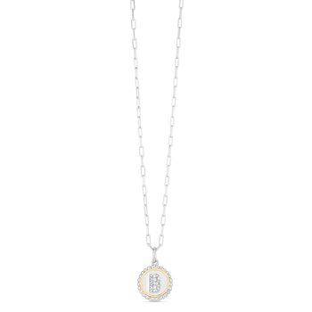 18K & Sterling Silver 20in Diamond Cut/ Textured Necklace with Pear Shaped Lobster Clasp