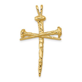 14K Polished Nail Cross Charm