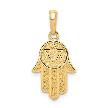 14k Jewish Hand of God w/Star of David Pendant