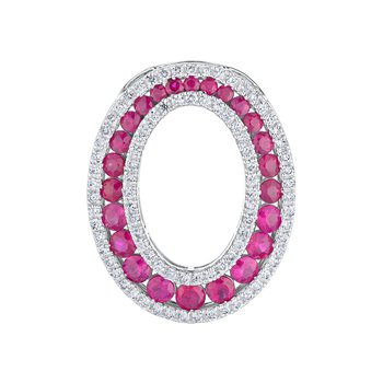 Majestic Gems™ 14k White Gold Oval Cutout Channel Set Color with Diamond Halo Ruby & Diamond 2.48 Ctw