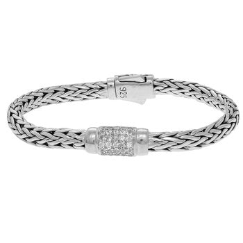 Sterling Silver 7.5in Diamond Cut/ Textured Bracelet with Box Clasp
