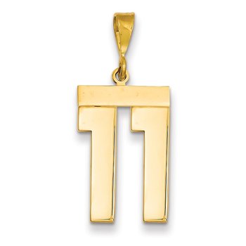 14k Large Polished Number 11 Charm