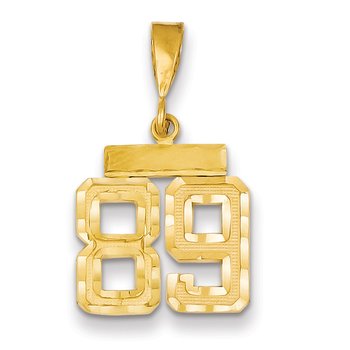 14k Small Brushed Diamond-cut Number 89 Charm