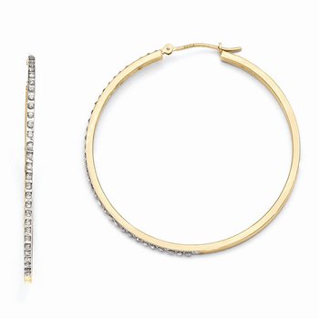 14k Diamond Fascination Large Round Hinged Hoop Earrings