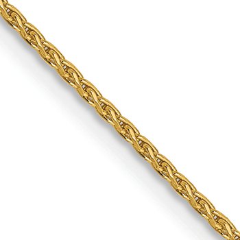 14K 10 inch 1mm Diamond-cut Parisian Wheat with Lobster Clasp Anklet
