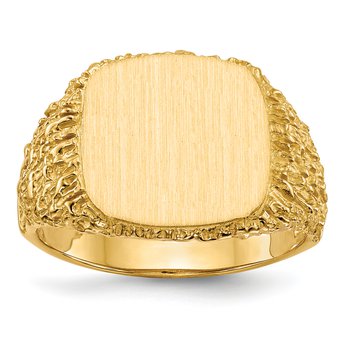 14k 13.5x13.5mm Open Back Mens Signet Ring