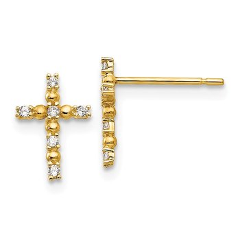 14k Madi K CZ Children's Cross Post Earrings