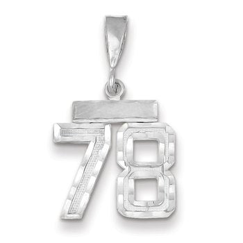 14kw Small Brushed Diamond-cut Number 78 Charm