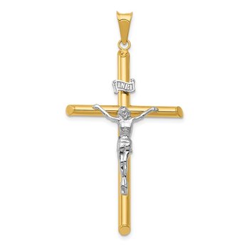 14k Two-Tone Polished Jesus Crucifix Pendant