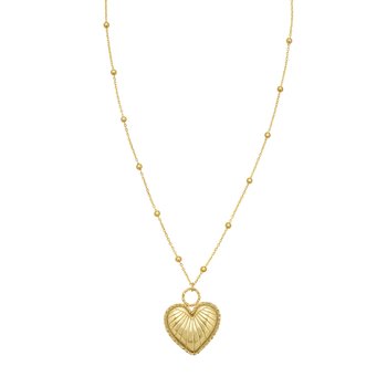 14K Vintage Puffed Heart Necklace