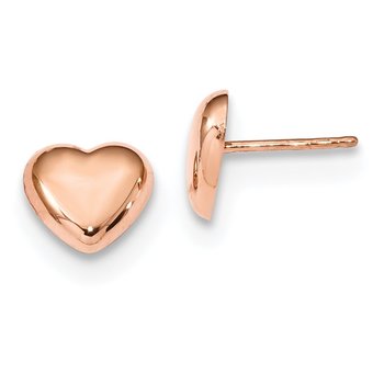 14k Rose Gold Polished Heart Post Earrings