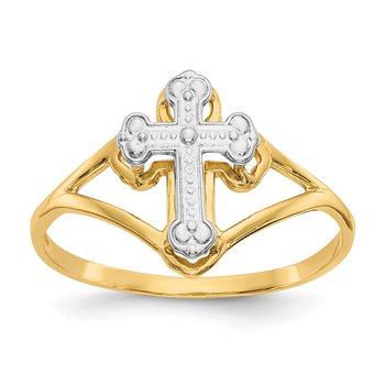14k w/Rhodium Cross Ring