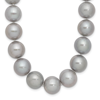 14k White Gold 11-12mm Grey Near-Round Freshwater Cultured Pearl 18 inch Necklace