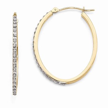14k Diamond Fascination Oval Hinged Hoop Earrings