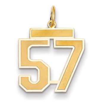14k Medium Satin Number 57 Charm