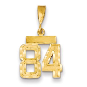 14k Small Brushed Diamond-cut Number 84 Charm